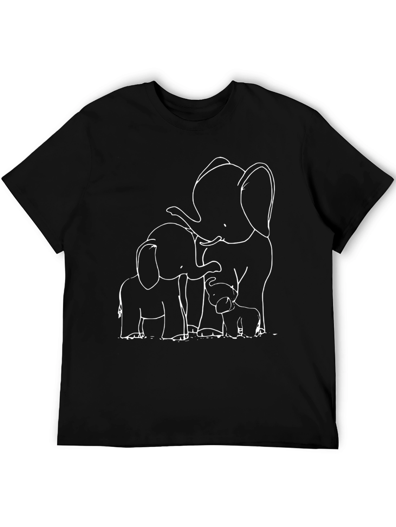 Elephant Family Graphic Tee - Black Cotton T-Shirt
