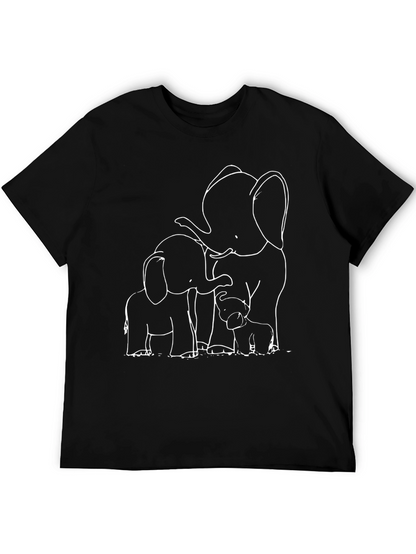 Elephant Family Graphic Tee - Black Cotton T-Shirt