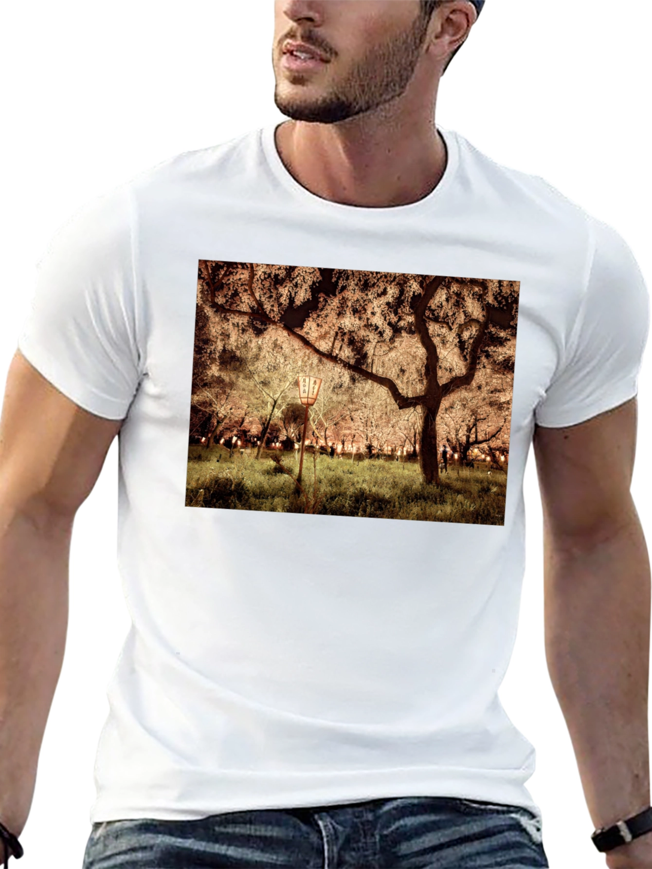 Night Sakura T-Shirt: Illuminated Cherry Blossom Tee