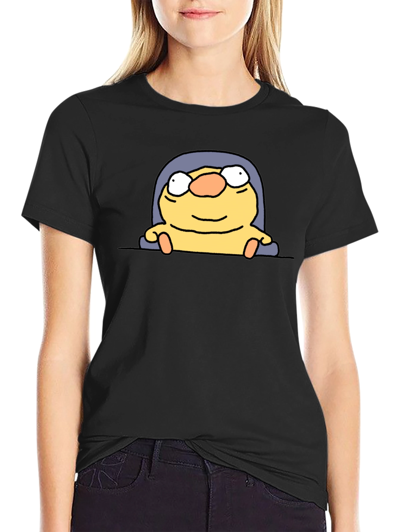 Funny Cartoon Character Black T-Shirt