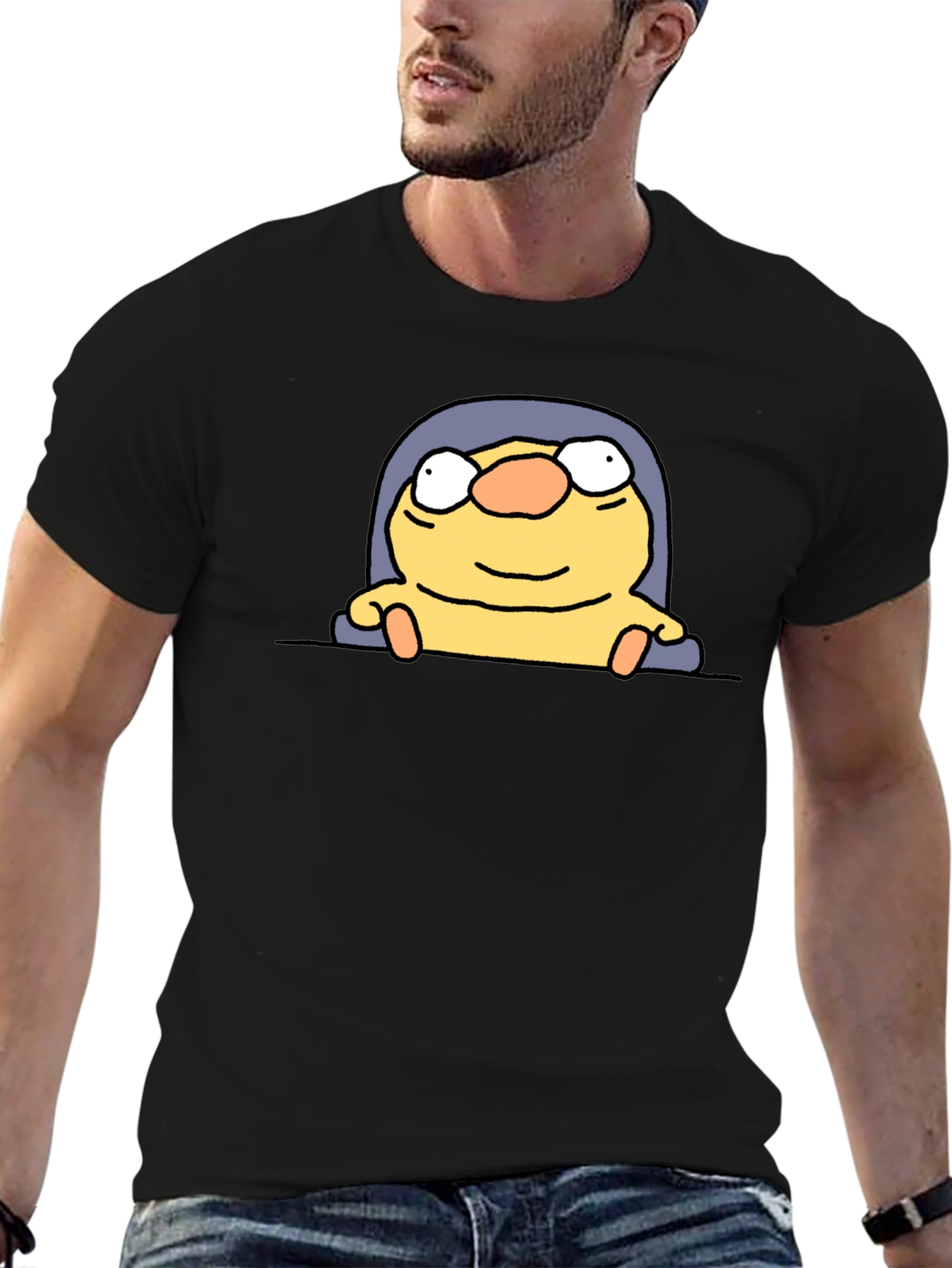 Funny Cartoon Character Black T-Shirt