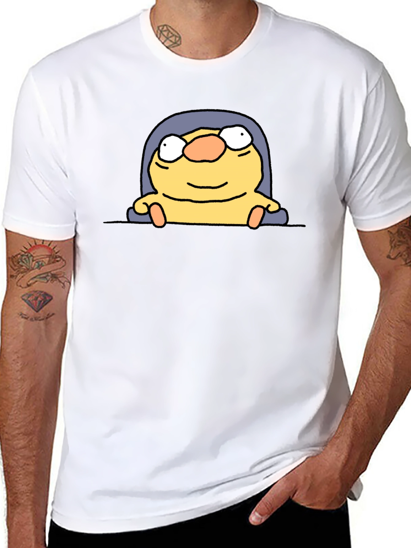 Funny Cartoon Character Black T-Shirt