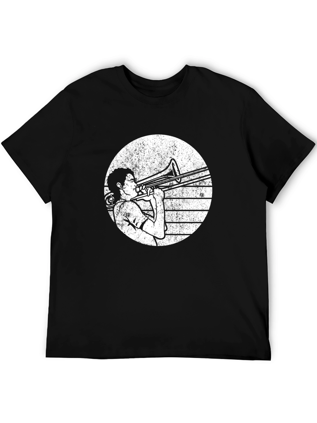 Trombone Player Graphic Tee - Black Cotton T-Shirt