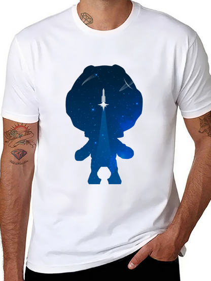 Astronaut Silhouette Rocket Launch Black T-Shirt