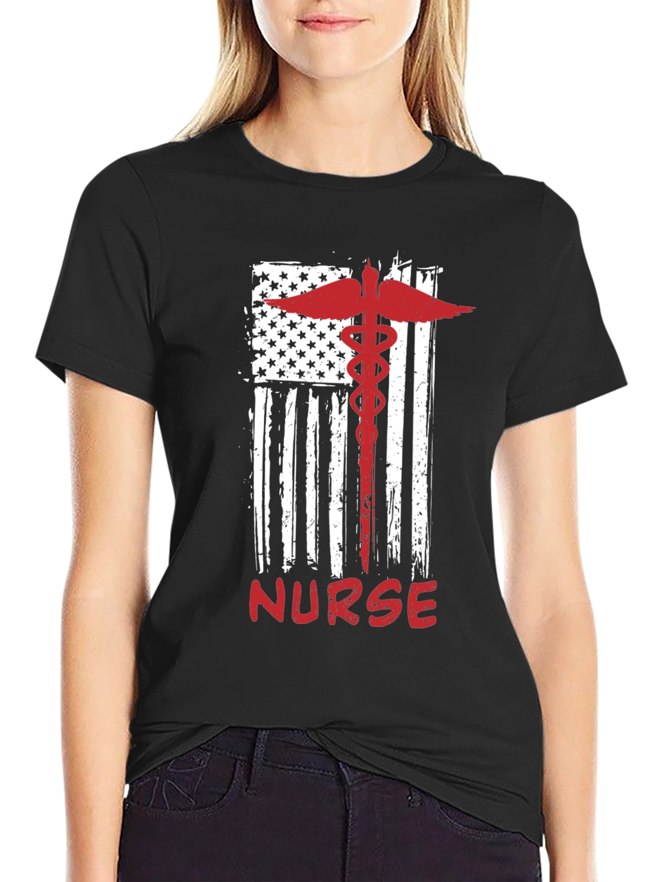 Nurse American Flag Graphic Tee