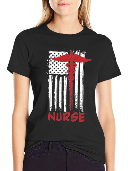 Nurse American Flag Graphic Tee