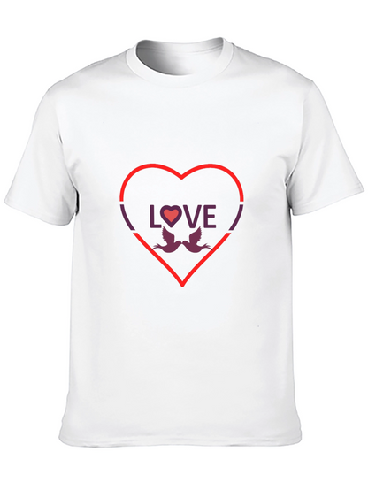 Love Birds Graphic Tee - Valentines Day Heart T-Shirt