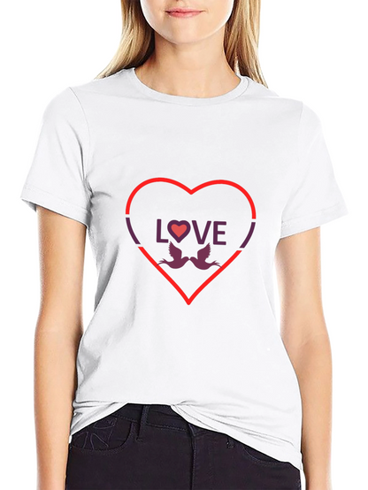 Love Birds Graphic Tee - Valentines Day Heart T-Shirt