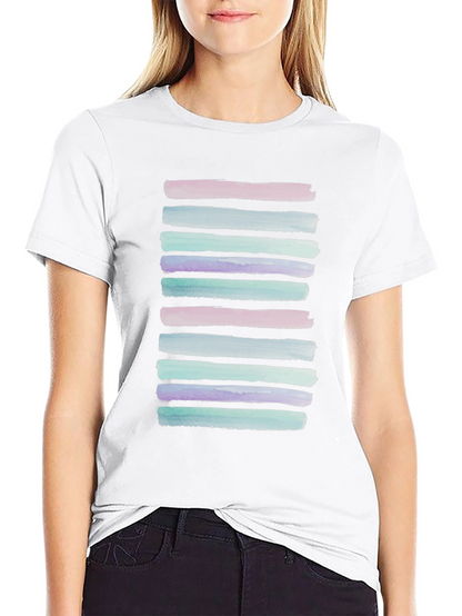 Watercolor Stripes Black T-Shirt