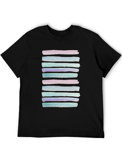 Watercolor Stripes Black T-Shirt