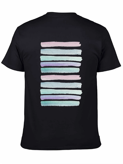 Watercolor Stripes Black T-Shirt