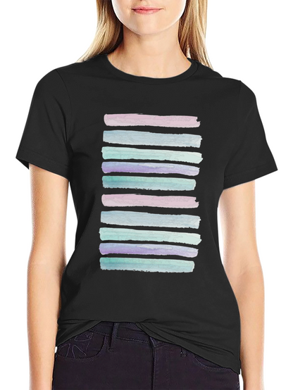 Watercolor Stripes Black T-Shirt