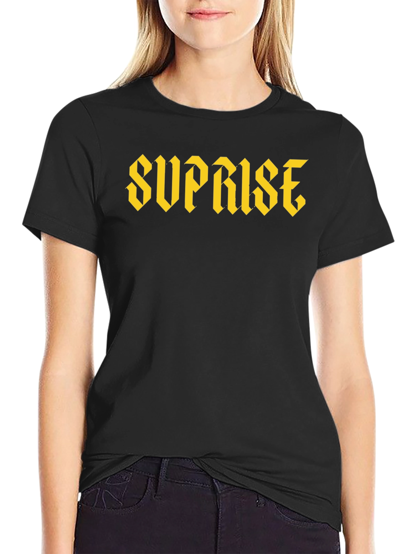 Suprise Graphic Print Black T-Shirt