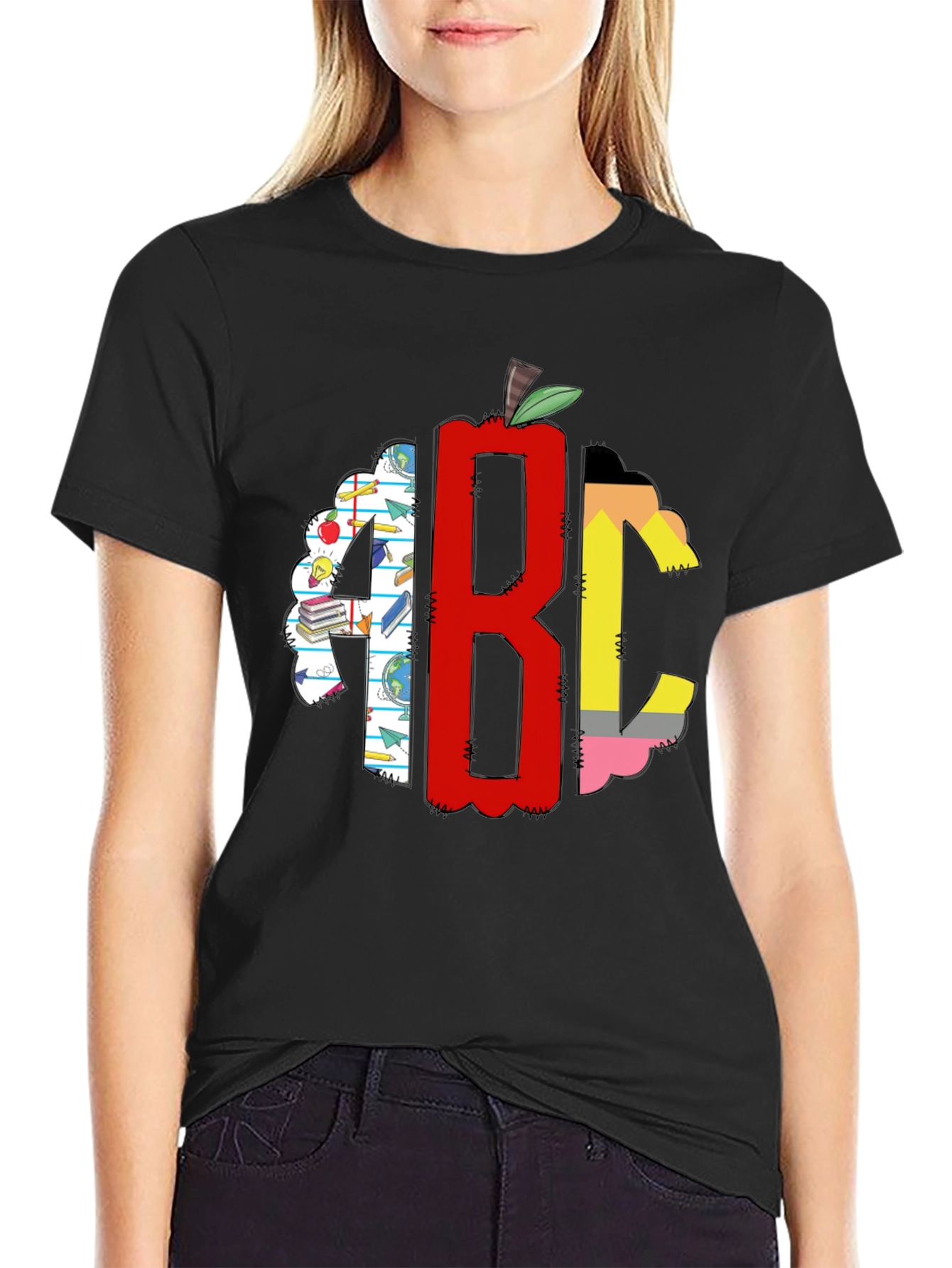 Teacher ABC Apple Graphic T-Shirt