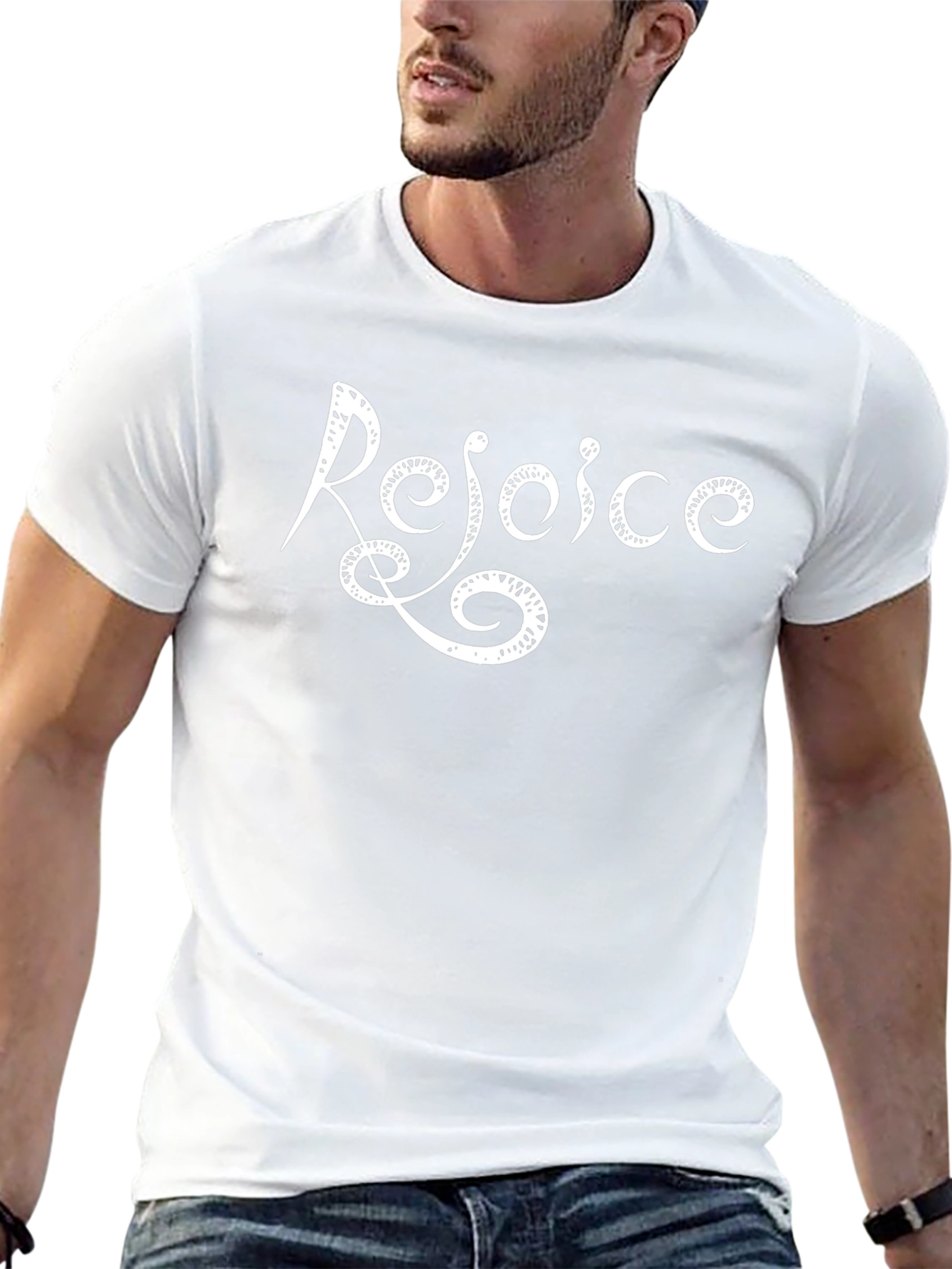 Rejoice Graphic Tee - Stylish Black T-Shirt