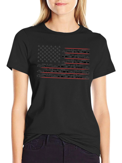 Camping RV American Flag T-Shirt