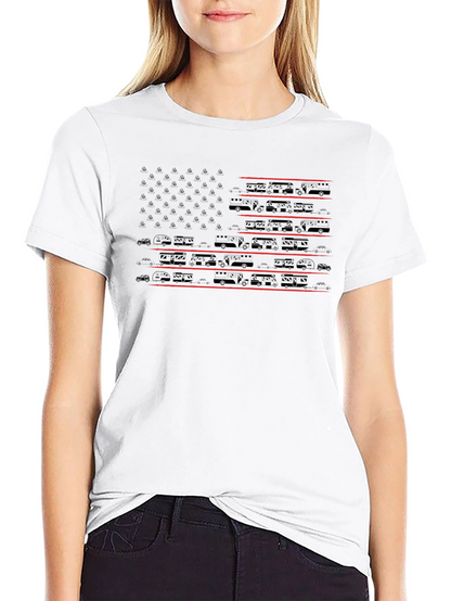 Camping RV American Flag T-Shirt