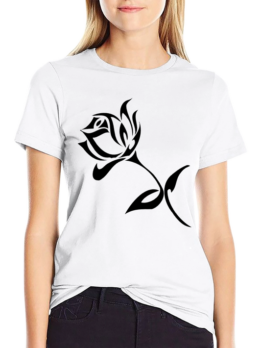 Black Rose Graphic T-Shirt Casual Style