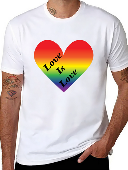 Love is Love Rainbow Heart Black T-Shirt