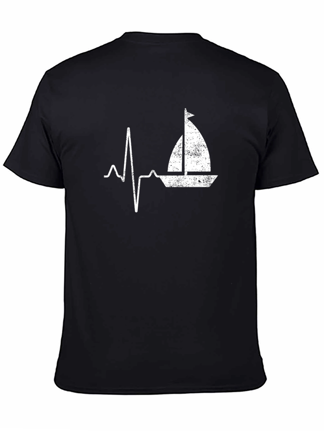 Sailboat Heartbeat Graphic Tee - Black T-Shirt