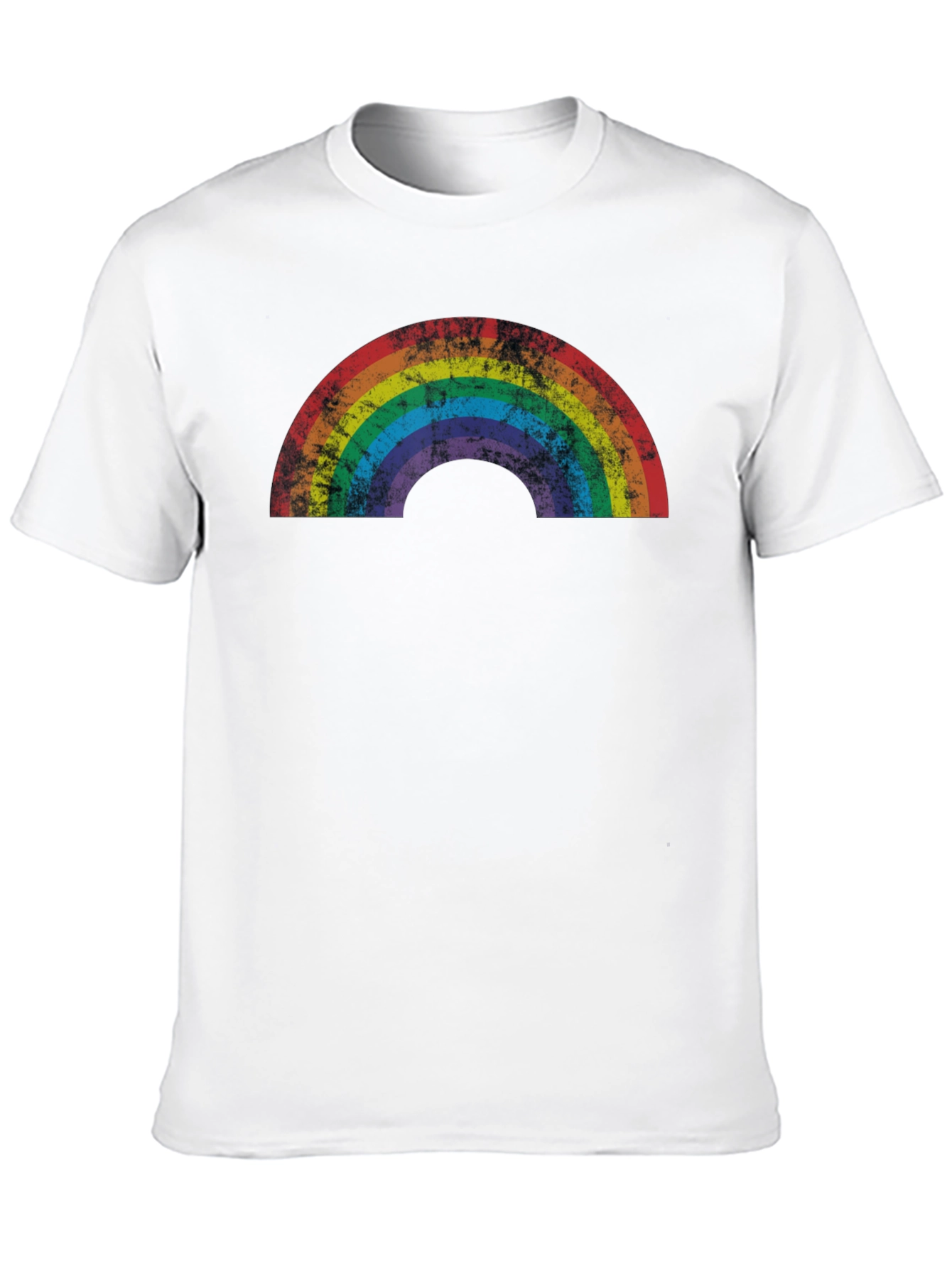 Retro Rainbow Graphic Tee - Distressed Pride Shirt