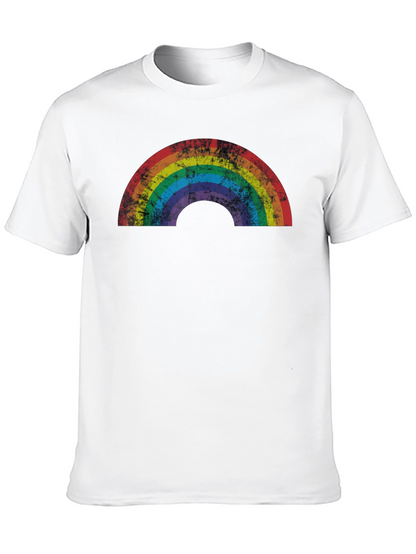 Retro Rainbow Graphic Tee - Distressed Pride Shirt
