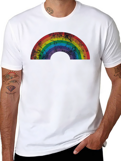 Retro Rainbow Graphic Tee - Distressed Pride Shirt