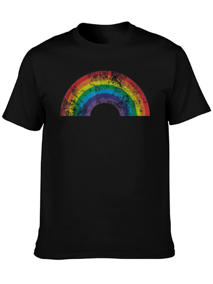 Retro Rainbow Graphic Tee - Distressed Pride Shirt