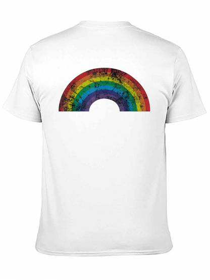 Retro Rainbow Graphic Tee - Distressed Pride Shirt