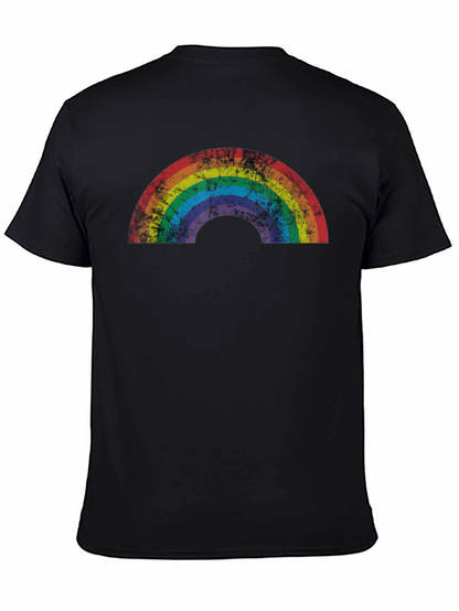 Retro Rainbow Graphic Tee - Distressed Pride Shirt