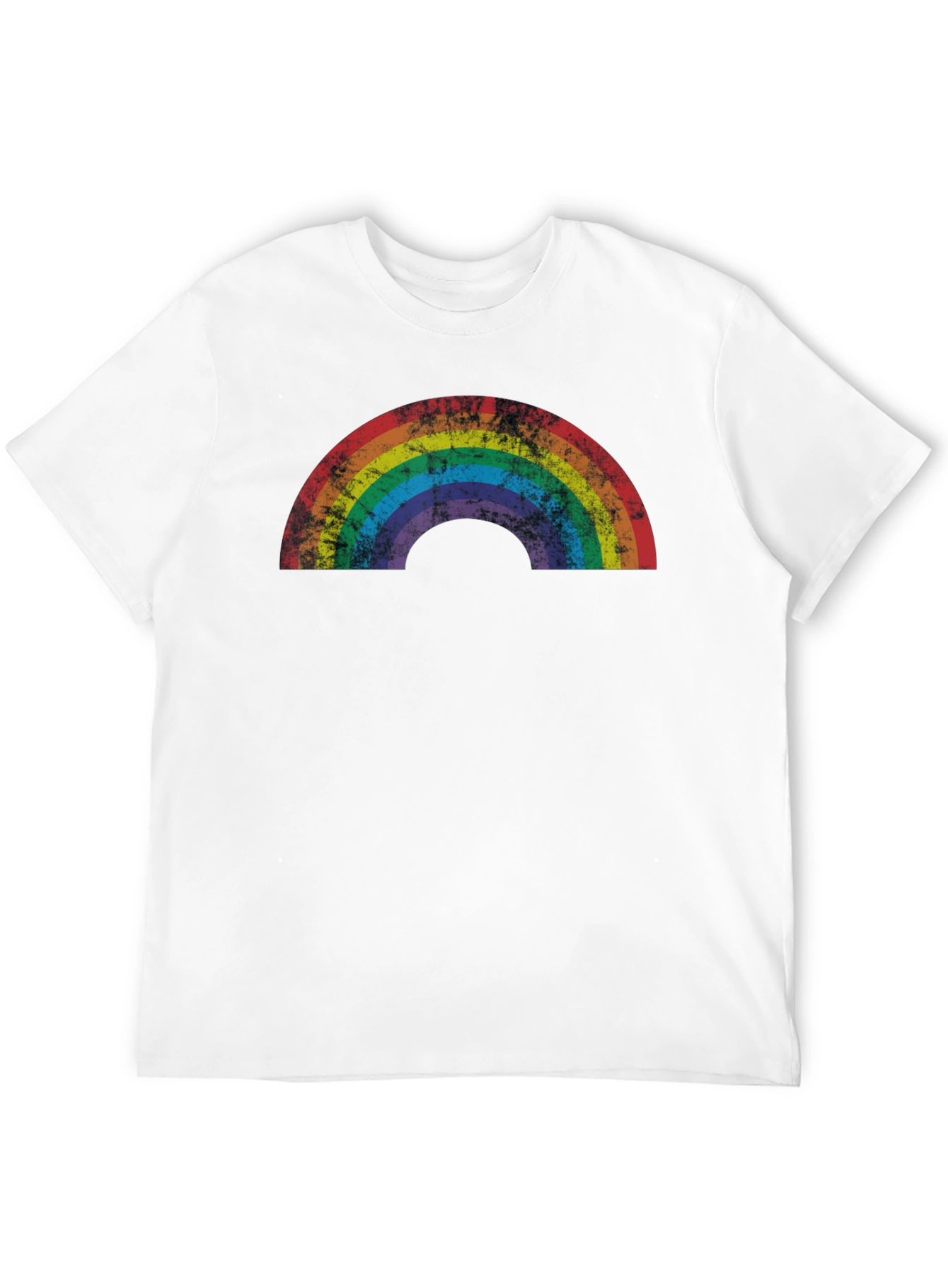 Retro Rainbow Graphic Tee - Distressed Pride Shirt