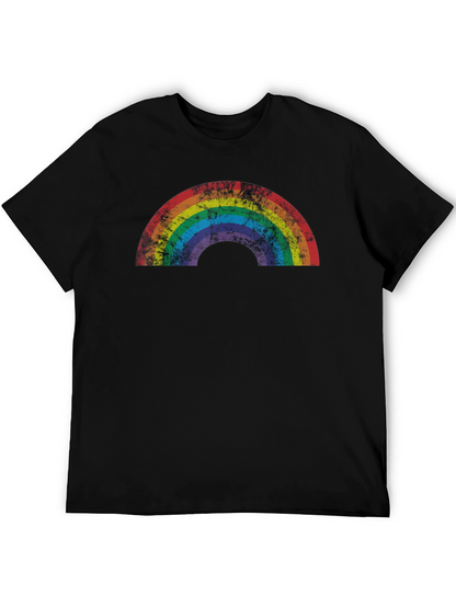 Retro Rainbow Graphic Tee - Distressed Pride Shirt