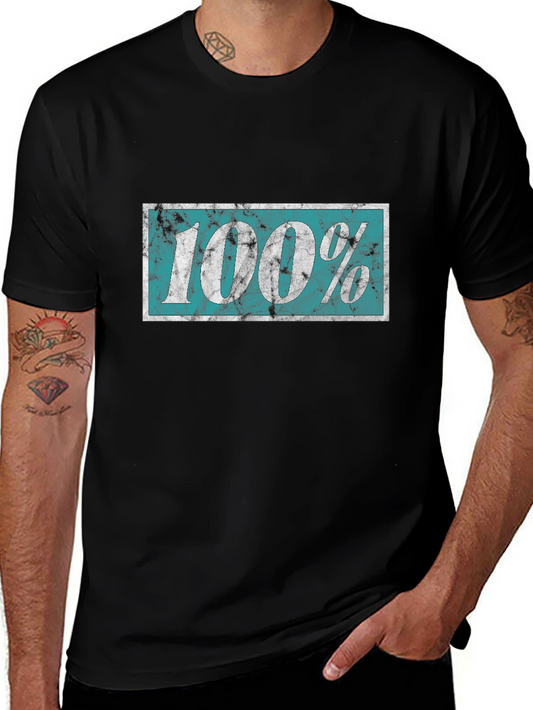 100% Distressed Graphic Black T-Shirt