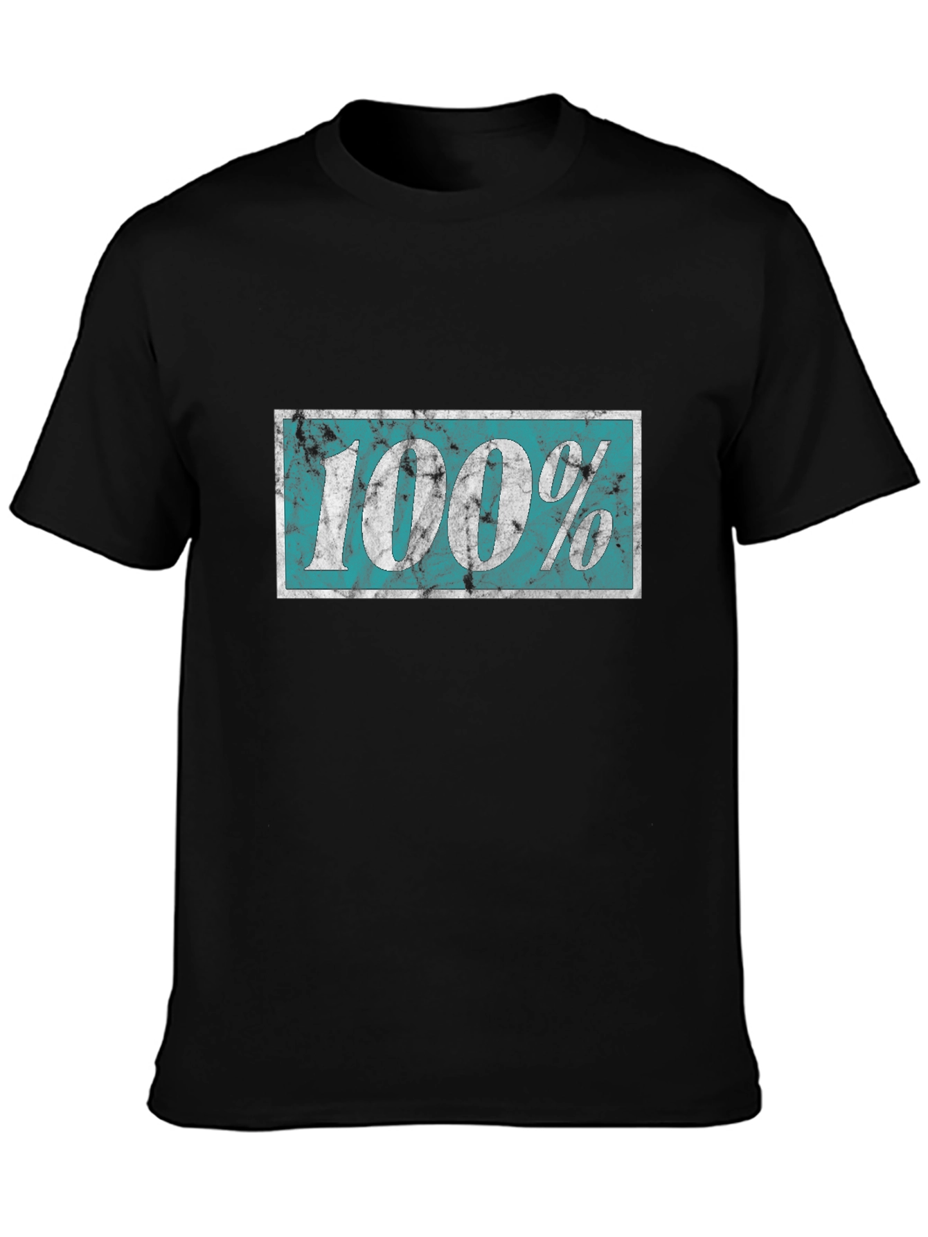 100% Distressed Graphic Black T-Shirt