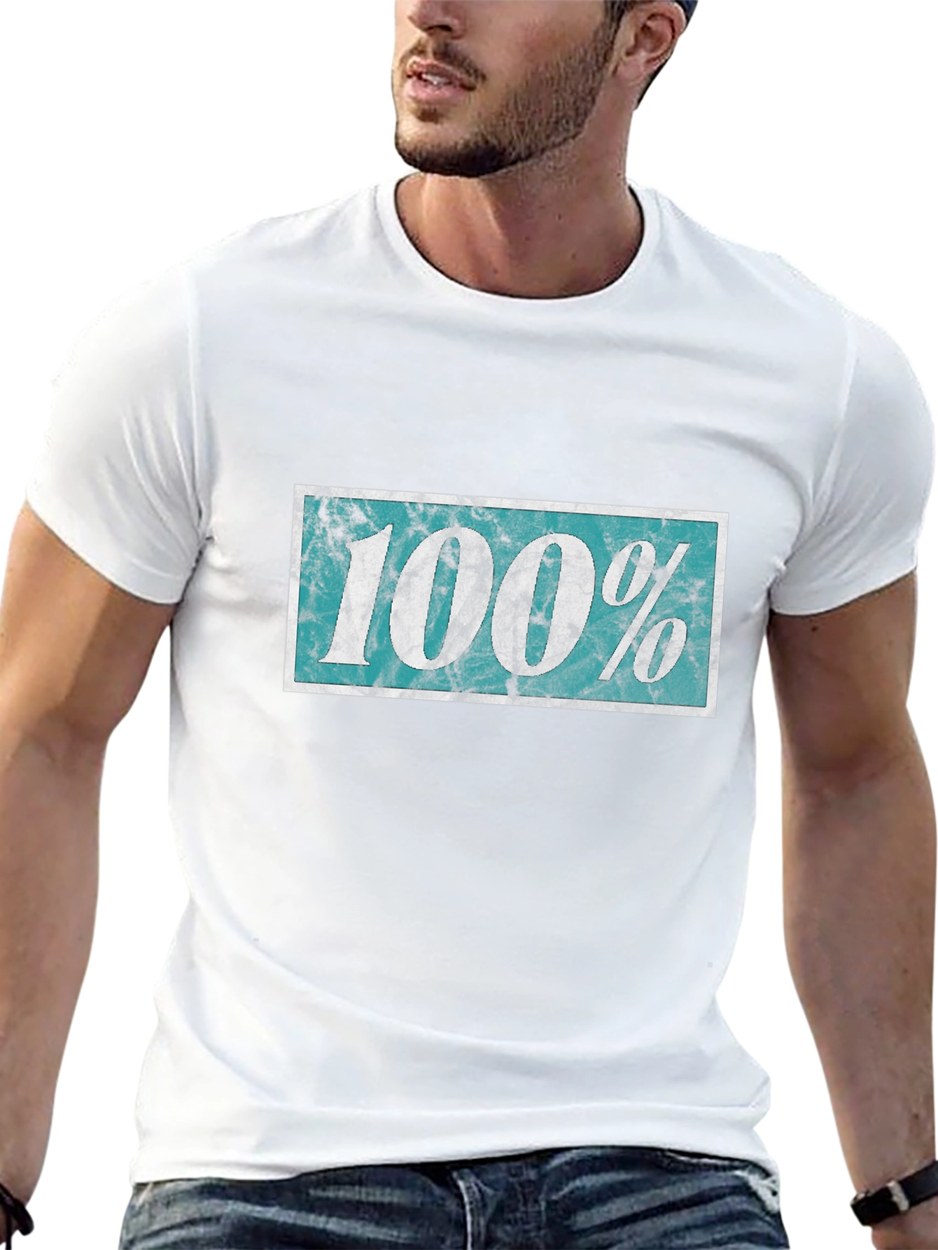 100% Distressed Graphic Black T-Shirt