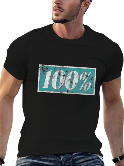 100% Distressed Graphic Black T-Shirt