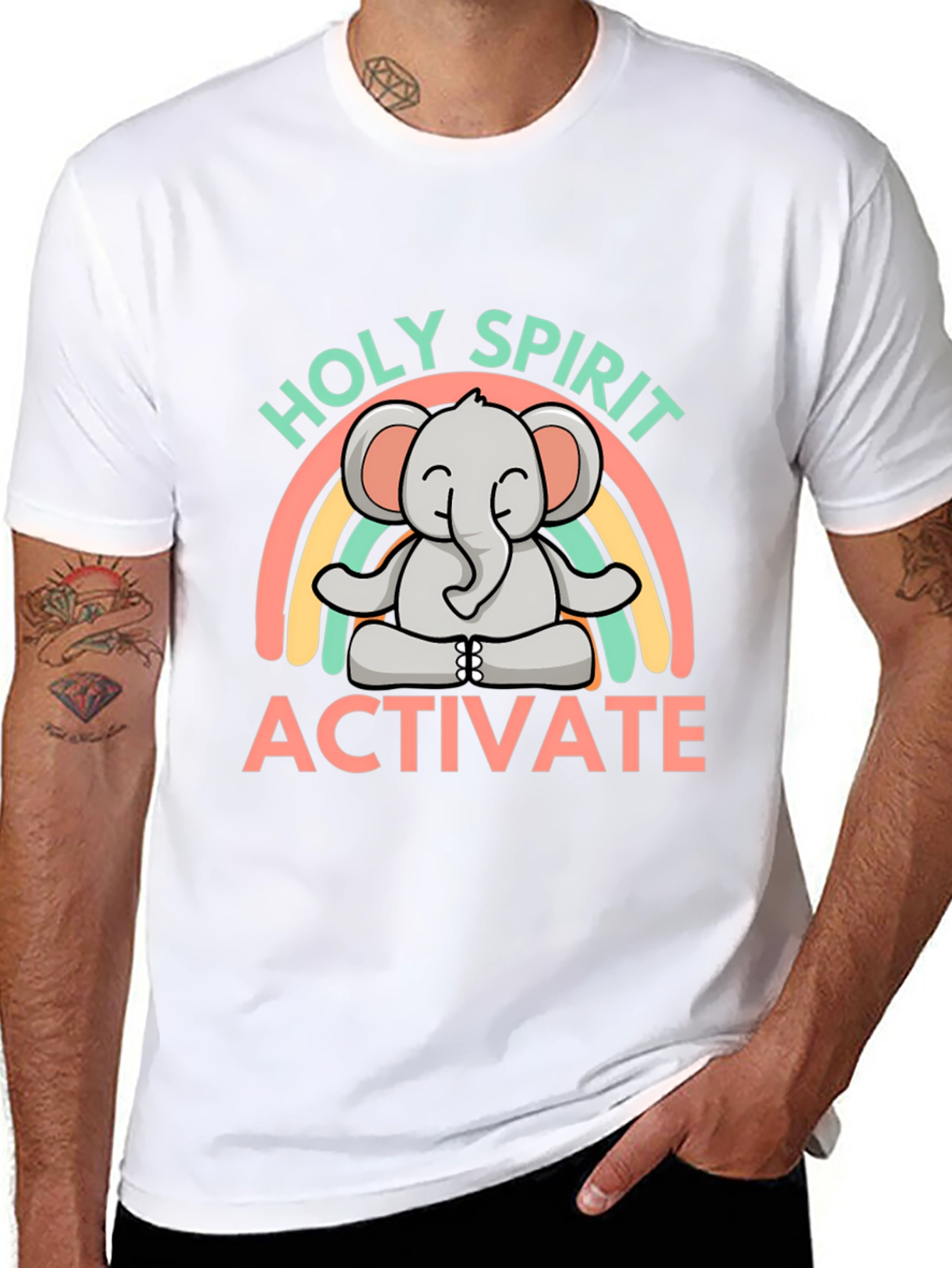 Holy Spirit Activate Elephant Rainbow T-Shirt