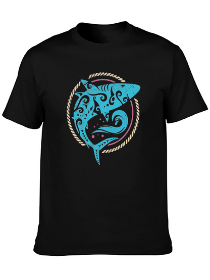 Tribal Shark Graphic Tee - Mens Black T-Shirt