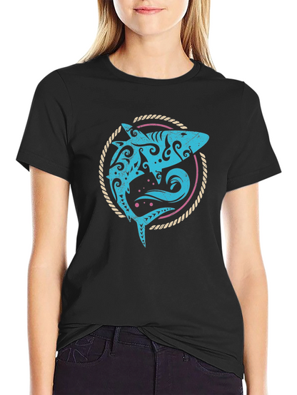 Tribal Shark Graphic Tee - Mens Black T-Shirt