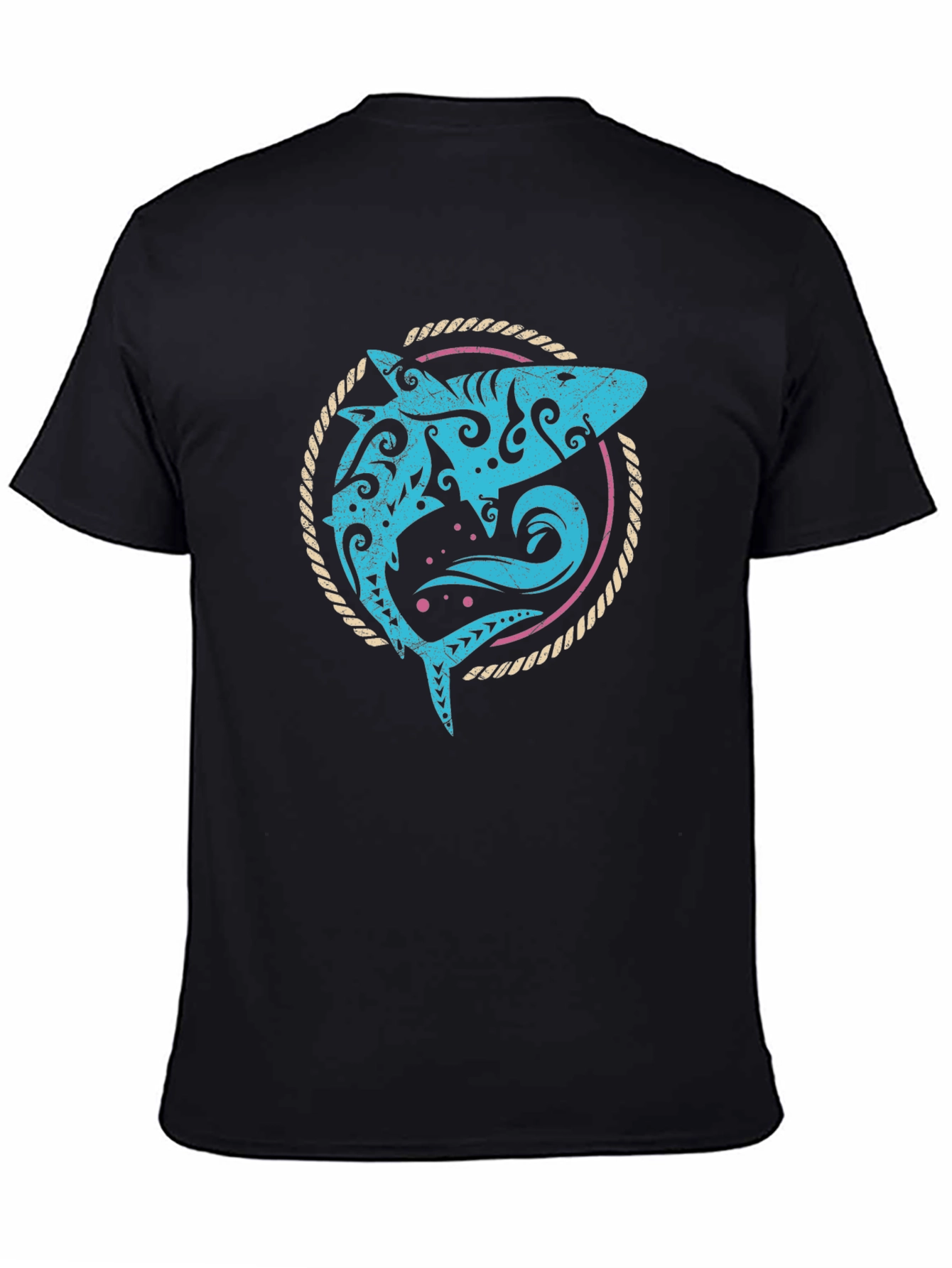 Tribal Shark Graphic Tee - Mens Black T-Shirt