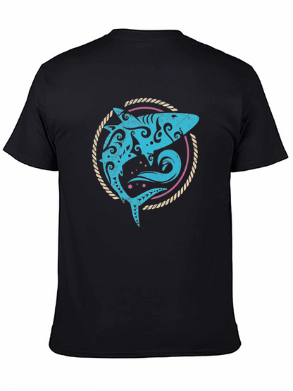 Tribal Shark Graphic Tee - Mens Black T-Shirt