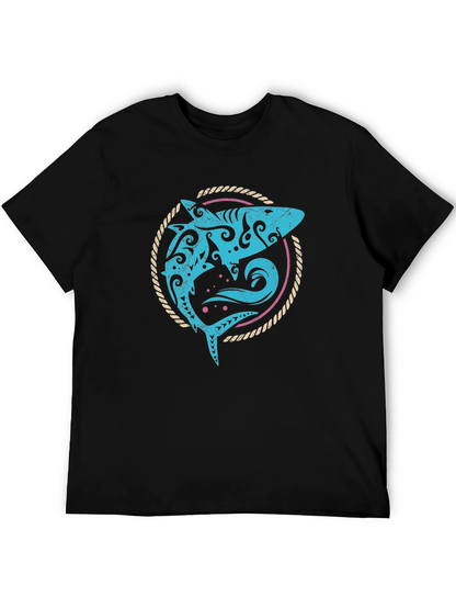 Tribal Shark Graphic Tee - Mens Black T-Shirt