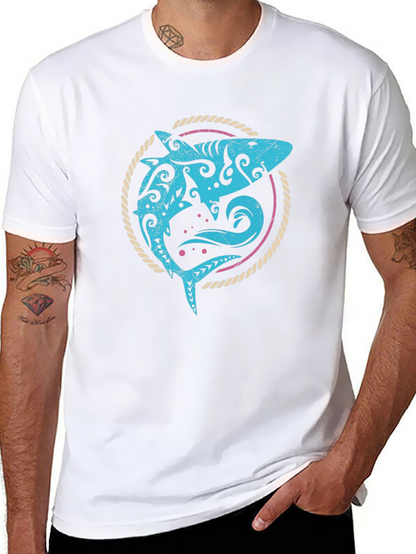 Tribal Shark Graphic Tee - Mens Black T-Shirt
