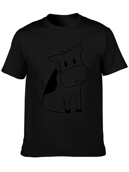 Black Cartoon Cow Graphic Tee
