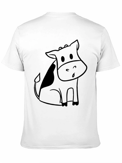 Black Cartoon Cow Graphic Tee