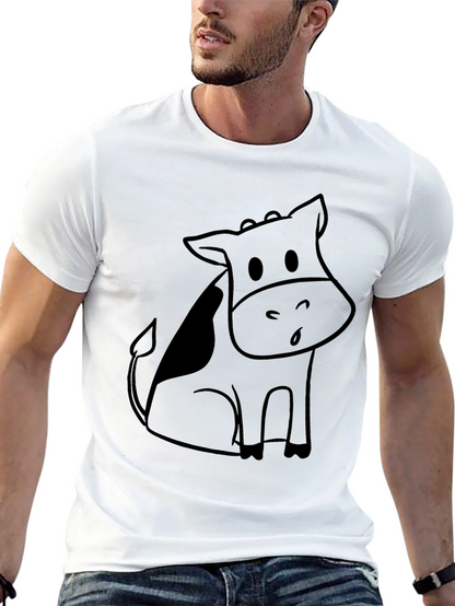 Black Cartoon Cow Graphic Tee