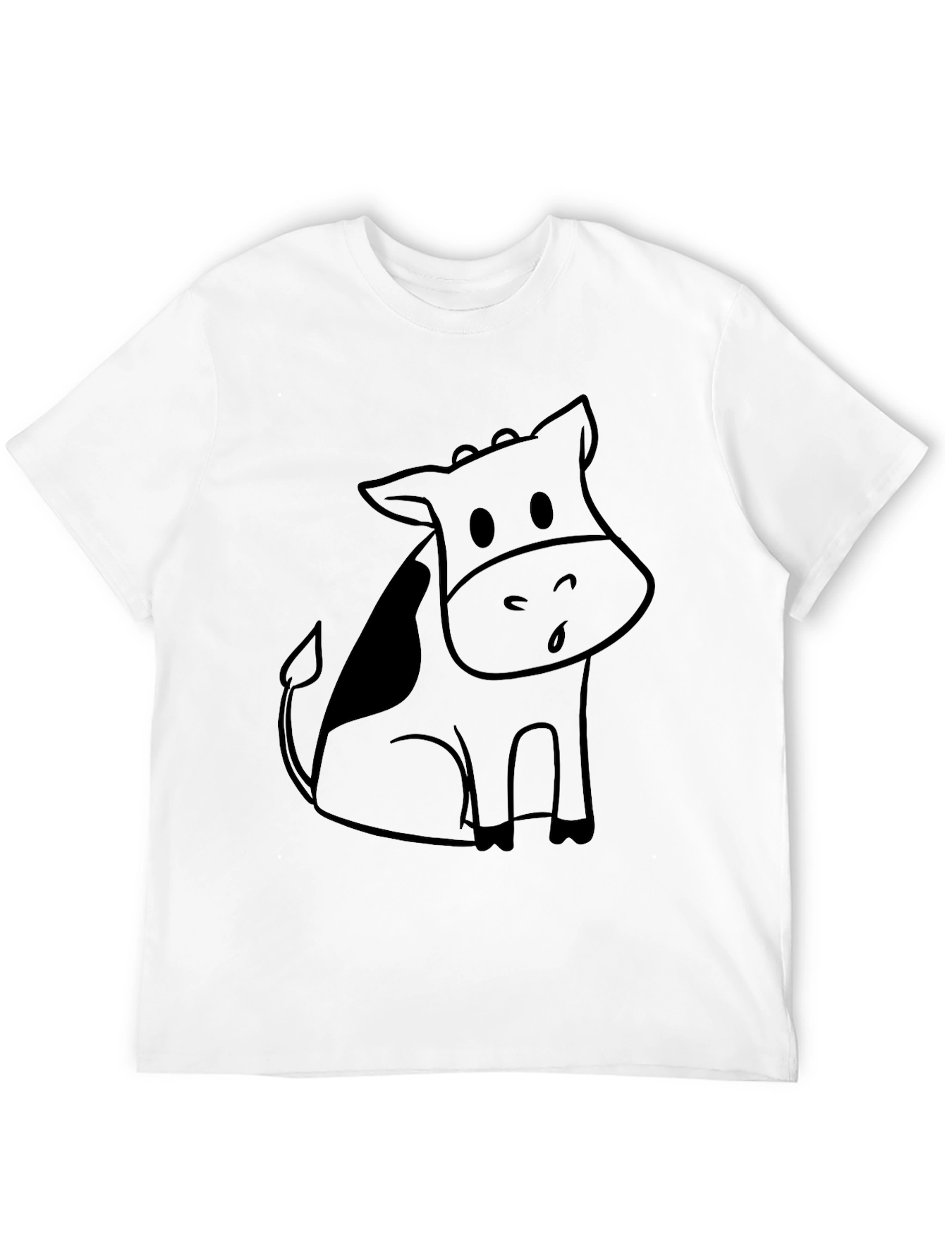 Black Cartoon Cow Graphic Tee