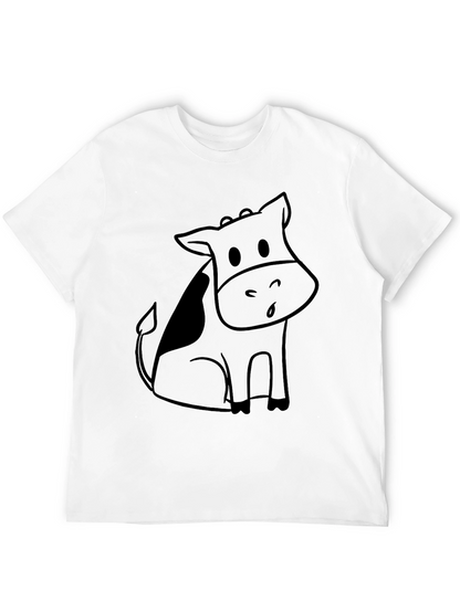 Black Cartoon Cow Graphic Tee
