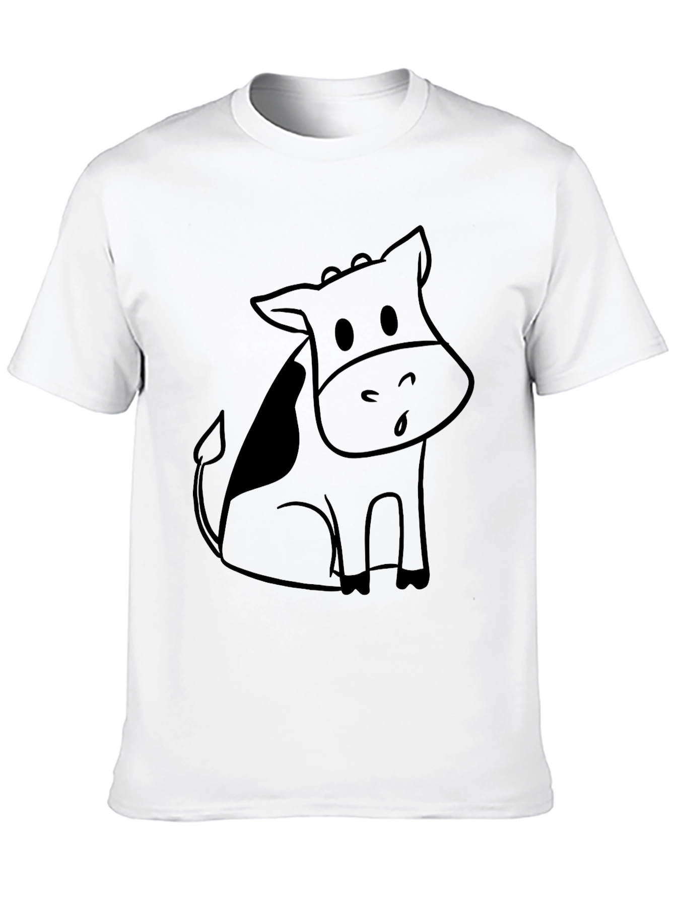 Black Cartoon Cow Graphic Tee