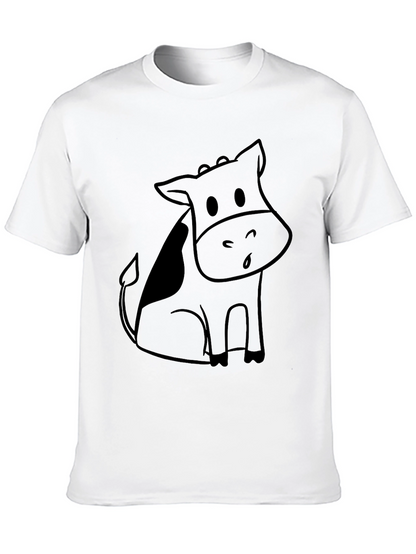 Black Cartoon Cow Graphic Tee